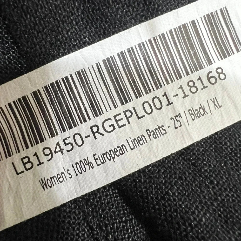 Quince European 100%‎ Linen Pants Lagenlook Relaxed Elastic Waist Black Women XL
